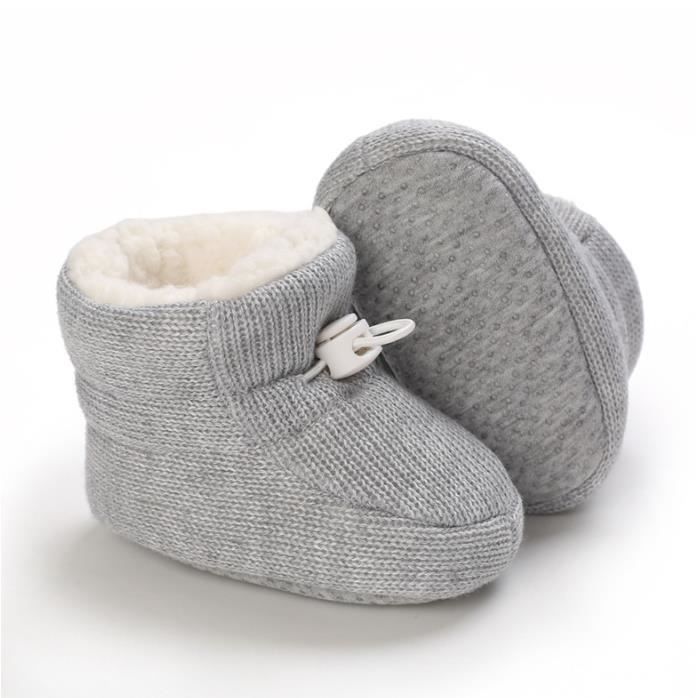 Bottines Bebe Garcon Fille Naissance Hiver Chaud Douce Bottes de Neige Berceau Chaussures Tout petit Antiderapant Premiers Pas Gris Gris Cdiscount Chaussures
