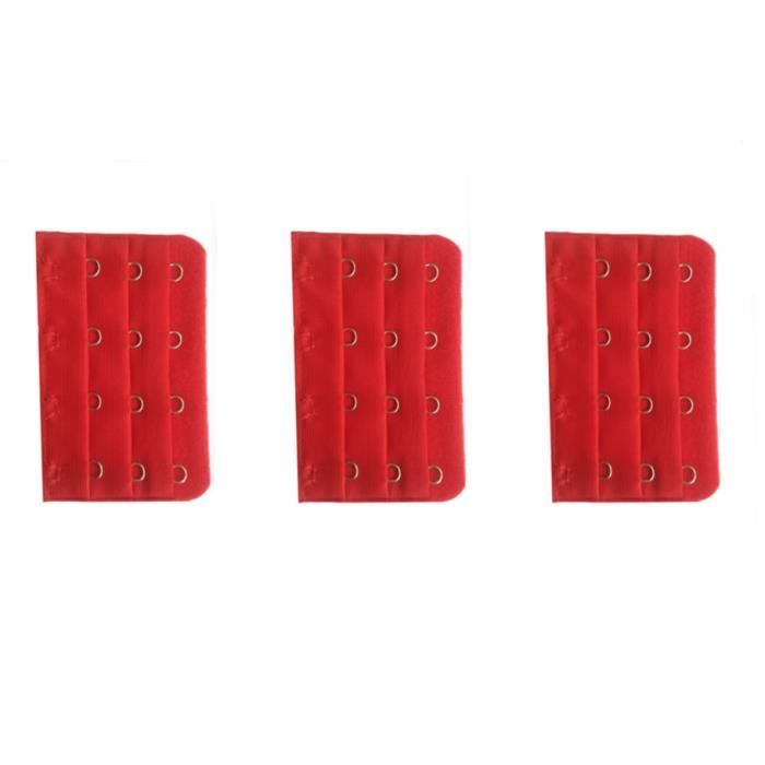 Rallonge De Soutien-gorge 3 Crochets - Élastique Rouge, 9x5.6cm, Confortable