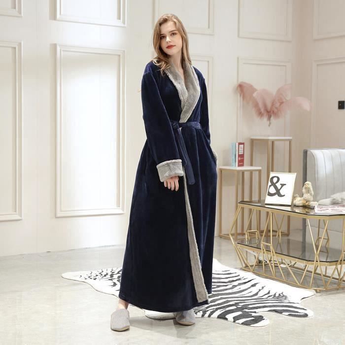 Peignoir Femme En Polaire Long Avec Capuche Et Poches - Chaud, Doux - Pour Maison, Spa, Voyage - Grande Taille