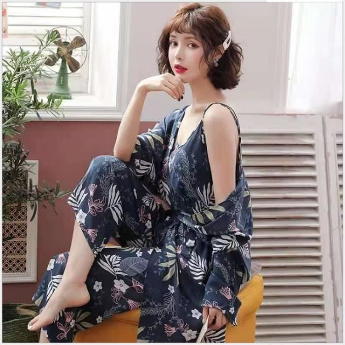 Pyjama en soie femme Pyjama de Style cor en pour femmes automne