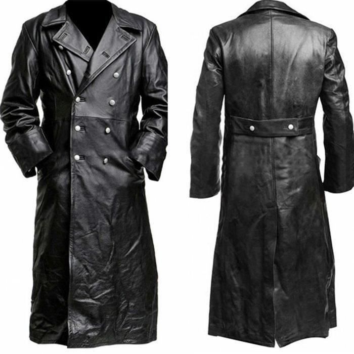 Nouveau style medieval Vetements en cuir vintage pur long manteau de la veste en cuir pour homme ying 24502 Noir Cdiscount Pret a Porter
