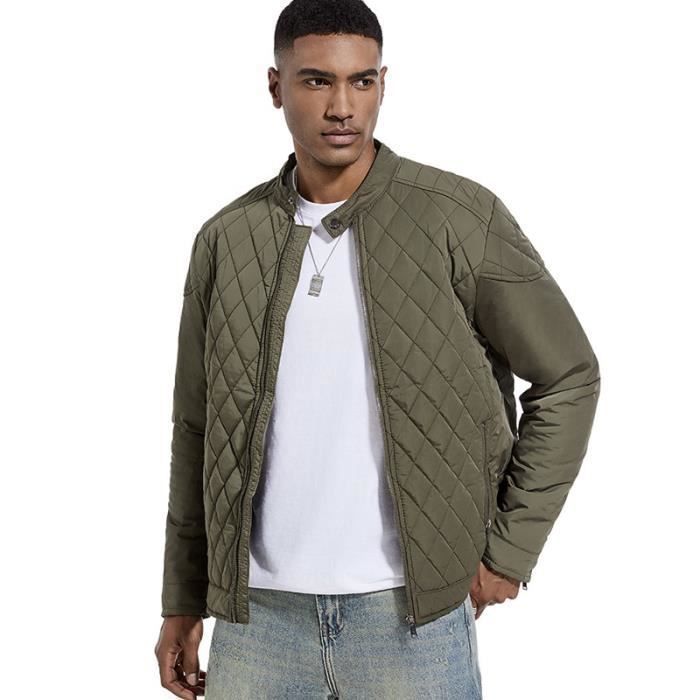 Veste Homme Blouson Moto Homme Chaud Blouson Homme Automne Hiver Armee Vert Armee vert Cdiscount Pret a Porter