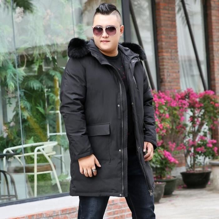 Doudoune homme grande taille col en fourrure couleur unie Impermeable hiver chaud Noir Maud Noir Cdiscount Pret a Porter
