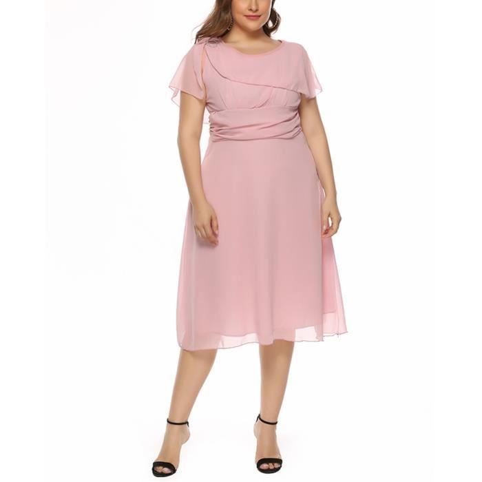 Femme Casual Robe Coupe Ample Tissu Mousseline de Soie Legere