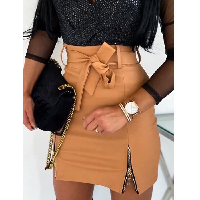 Jupe taille haute online cuir
