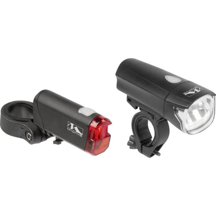 Kit d'éclairage de vélo M-WAVE ATLAS K50 LED (RVB) noir - Pour voir - Batterie