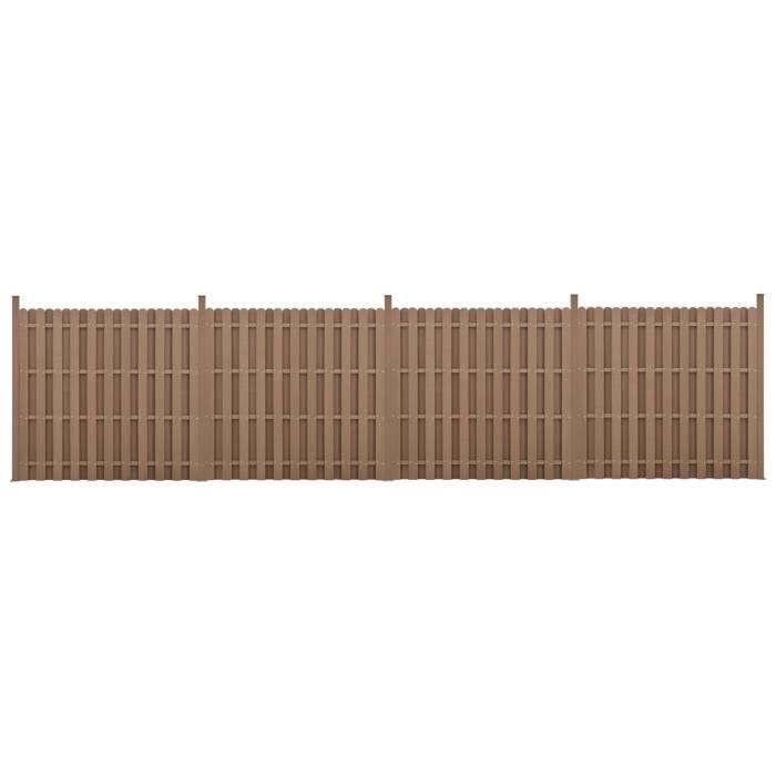 [neu.holz] Kit de 4 Clôtures Barrière Brise Vue Brise Vent Bois Composite (WPC) Brun 185 x 747 cm