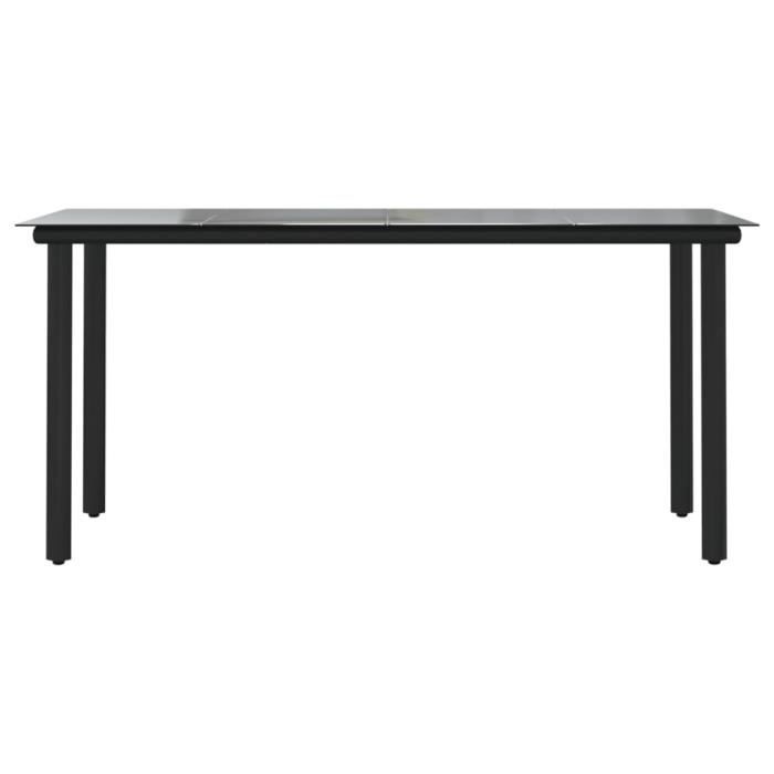 Omabeta - Tables de jardin - Table à dîner de jardin Noir 160x80x74 cm Acier et verre trempé HB02652