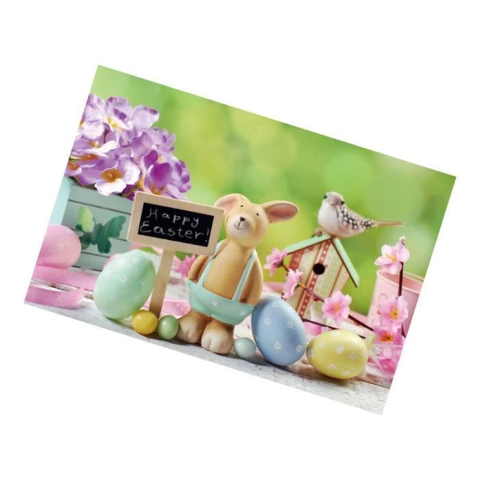 Toile De Fond Pâques Lapin Et Fleurs 2,1x1,5m - Bannière Photo Studio Et Décoration Fête