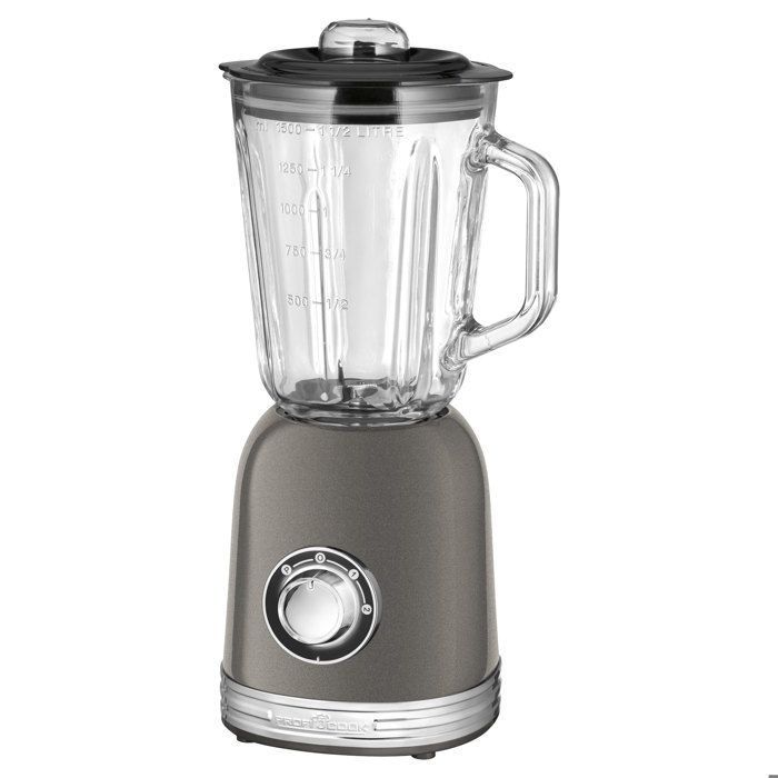 Blender Mixeur Vintage 15 Litre 2 Vitesses + Turbo sans BPA Ice Crusher Proficook UM 1195 800W Gris
