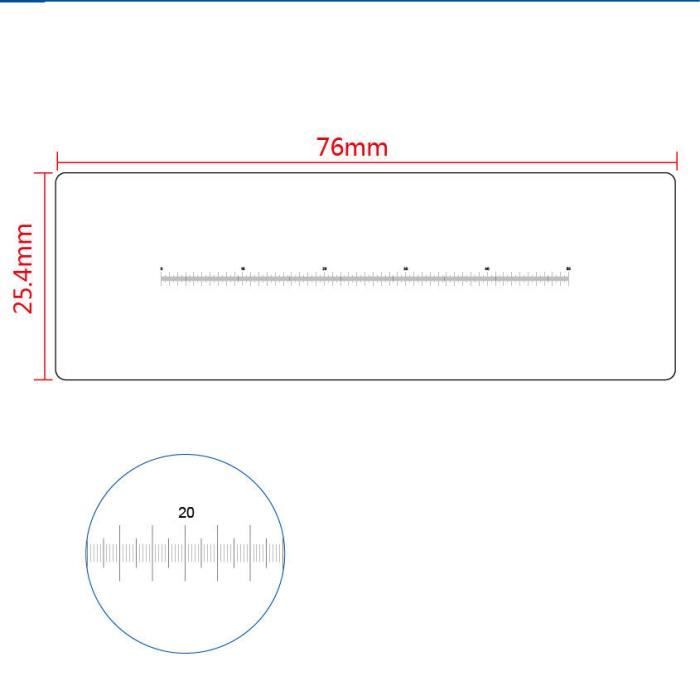 Règle Micromètre 19 Mm Pour Oculaire De Microscope - Verre Gradué 0,1 Mm