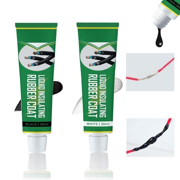 Liquide Scotch Isolant, Gel Isolant Electrique, Noir+Blanc Scotch Electricien, Ruban Liquide