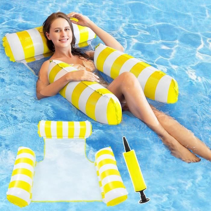 Jouet Piscine été Fauteuil Flottant May Huang Matelas Gonflable Piscine 4 En 1 - Hamac Flottant Adulte, Chaise Longue Eau, Accessoire Plage Et Piscine Hamac Eau été Plage