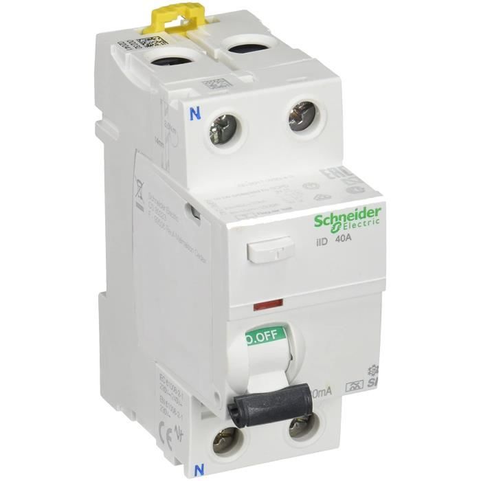 Interrupteur Différentiel Schneider ID Clic 2P 40A 30mA Classe AC - Modèle 23246
