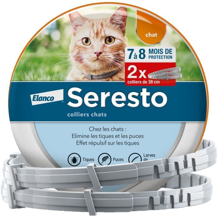 seresto chat collier anti-puces et anti-tiques 2 unités