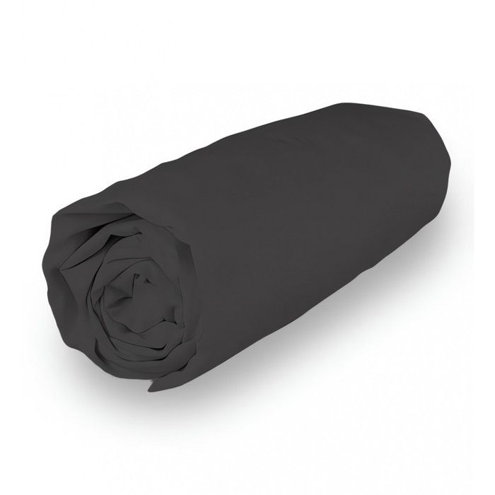 Drap housse en coton 140x190 cm JERSEY noir, par Soleil d'ocre