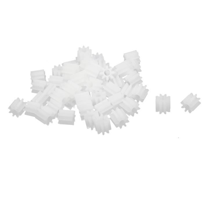 Sourcing Map 10 Pcs Engrenages Plastique Blanc 8 Dents 2mm Arbre - Modélisme RC