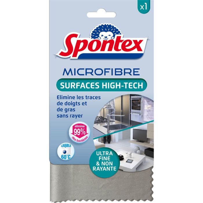 Spontex Tableau Spontex - 1 Lavette Microfibre Surfaces High-Tech - Cdiscount Maison