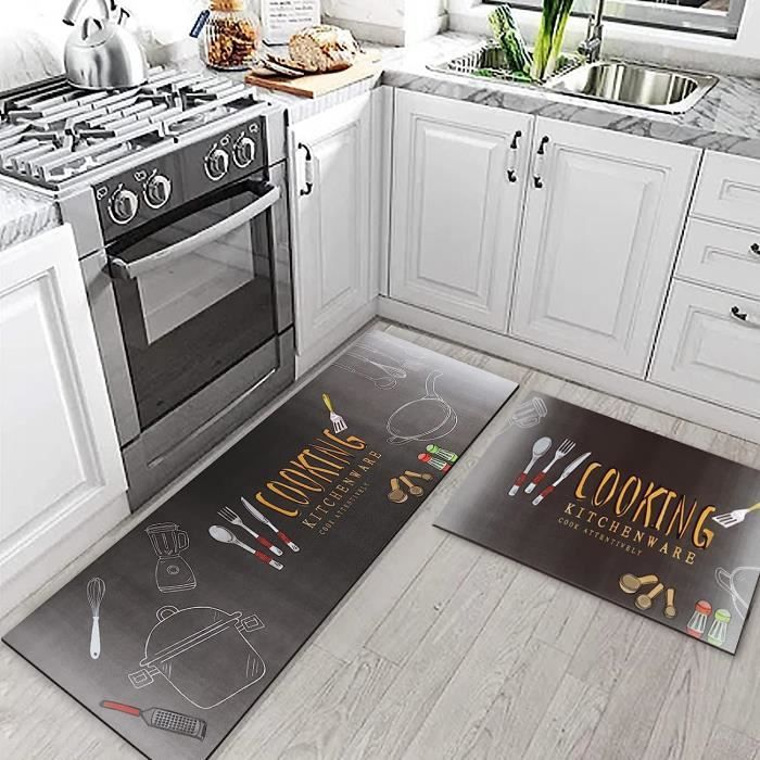 Tapis de Cuisine antidérapant en Vinyle Bleu tropical 180x50cm | Leroy