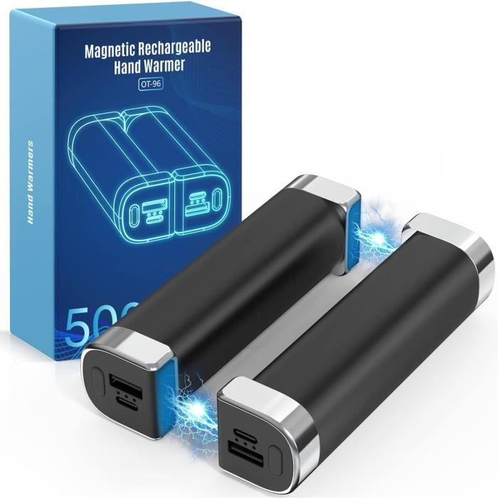 Chauffe-Mains Rechargeables VIYISI Lot De 2 - 6000mAh, 3 Températures, USB, 20h Autonomie