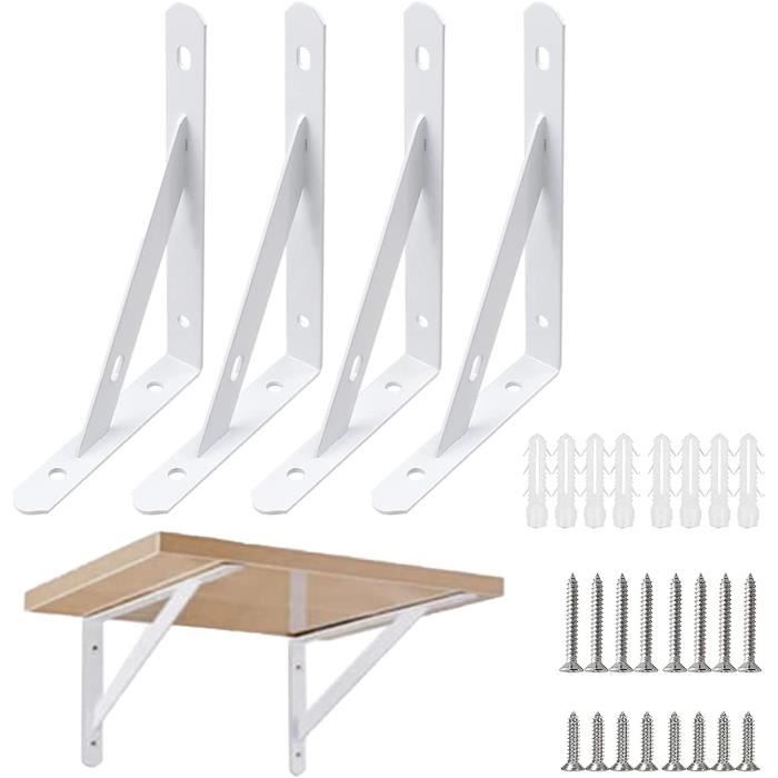 Lot De 4 équerres Murales Industrielles MLOQI – 20 Cm – Charge Lourde 5 Mm – Blanches