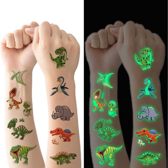 Tatouages Temporaires Enfants 30 Feuilles - 300+ Motifs Dinosaure, Papillon, Animaux, Brillent Dans Le Noir