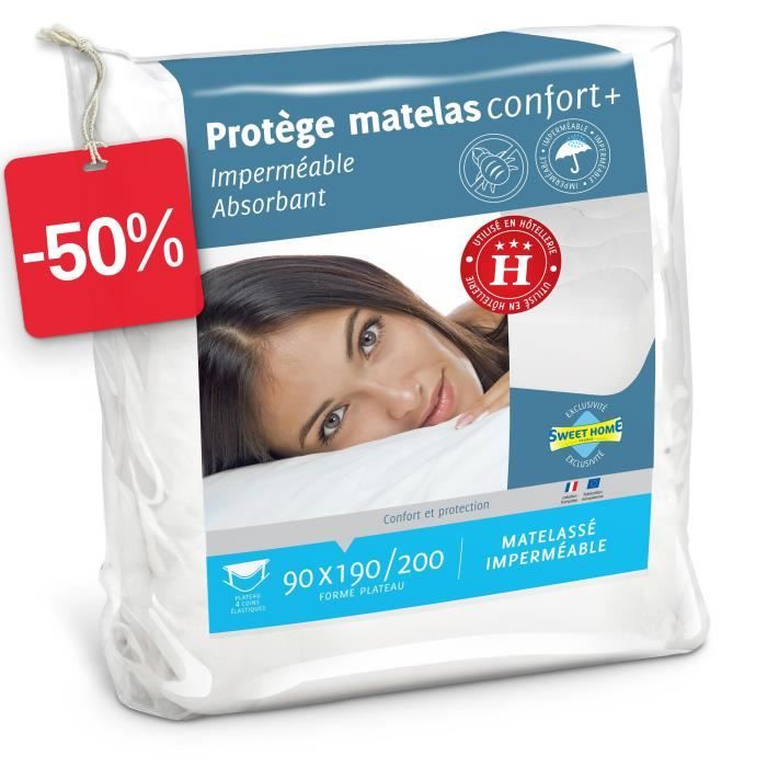 Protège matelas imperméable, absorbant et anti-acariens 90 x 190 cm