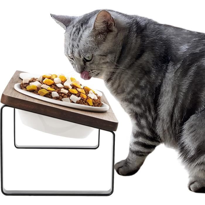 Gamelle Surélevée Pour Chat/chien – Inclinaison 15°, Bol Acier Inoxydable, Support Bois – Alimentation Ergonomique - 10