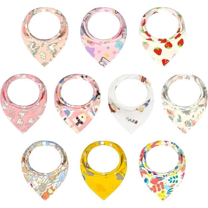 Bavoir Foulard Bébé Fille Bavoirs En Mousseline Lulumoon - Lot De Foulards Triangulaires Bébé - 100% Coton Absorbant - Garçon Et Fille Lavage Machine Bavoir