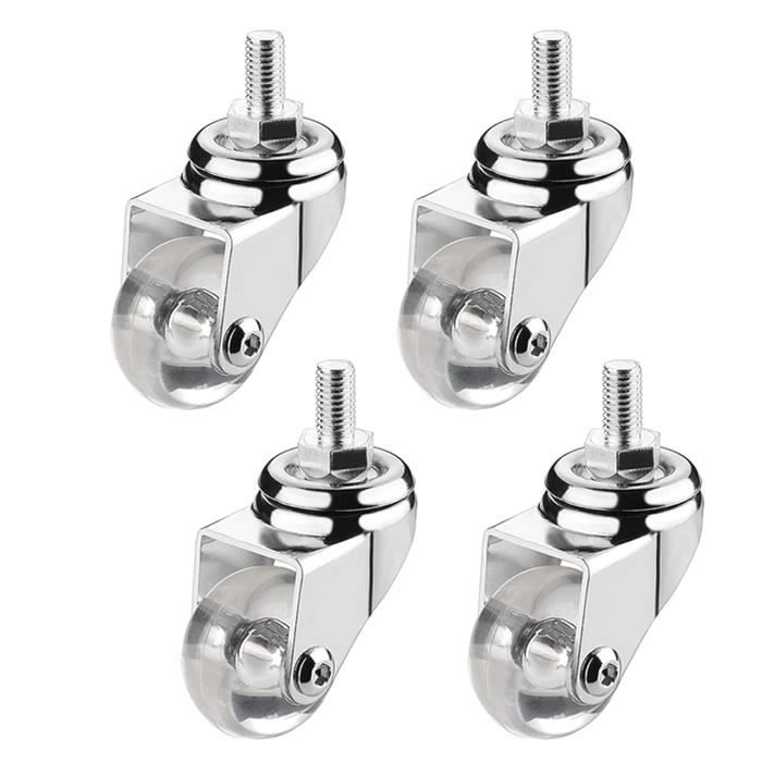 5 Roulettes Pivotantes Charge Lourde M6/M8/M10 Avec Frein - Capacité 30kg Par Roulette - Pour Meubles