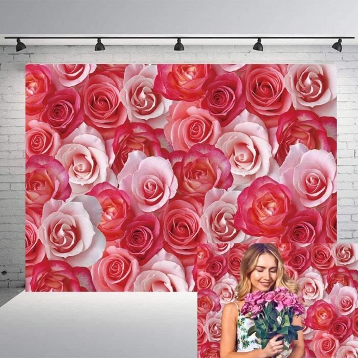 Toile de fond Mariage Personnalisable Cérémonie Roses Rouges Champagne BRP4-108 main image 1