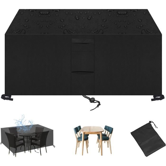 Housse De Meuble Jardin Ronde 213x70CM-Résistance Aux Intempéries Avec Bouches D'Aération