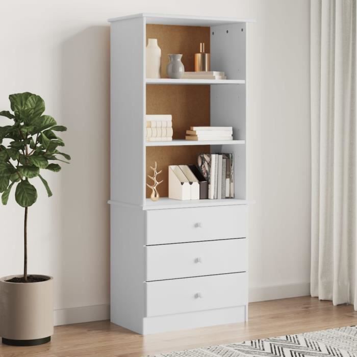 vidaXL Bibliothèque et tiroirs ALTA blanc 60x35x142 cm bois massif pin 353952