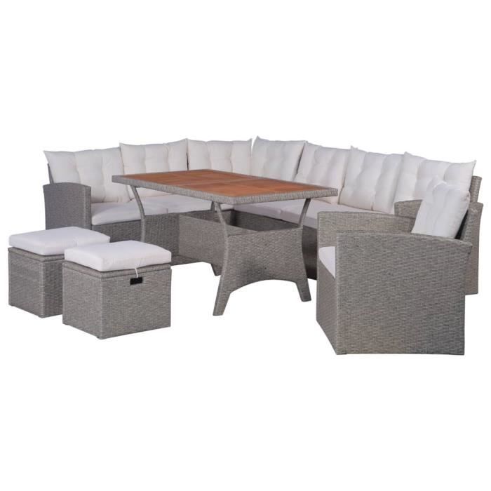 VidaXL Mobilier De Jardin 6 Pcs Avec Coussins R sine Tress e Gris 
