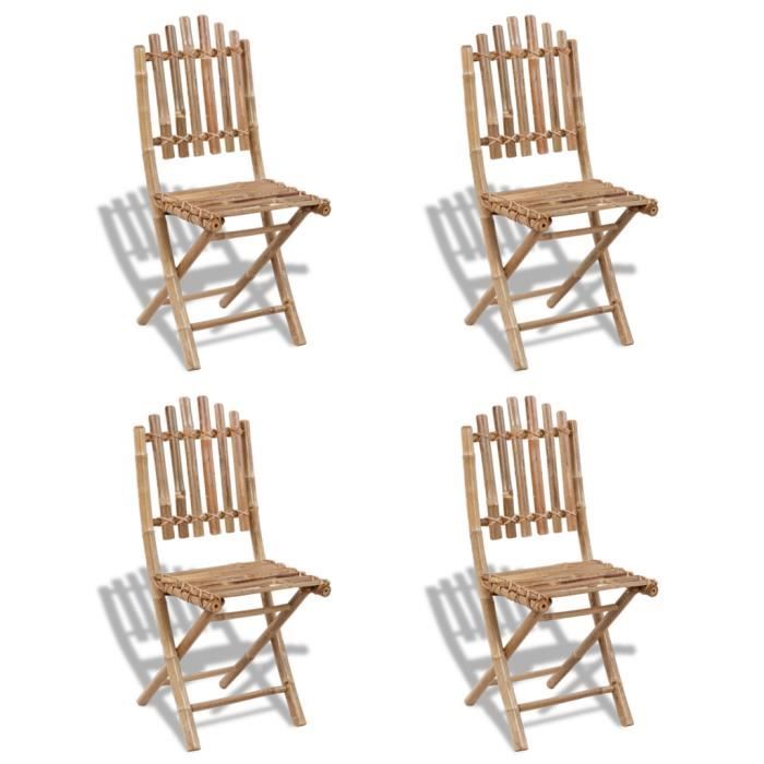 Ensemble de 4 chaises pliables d'extérieur en bambou - VIDAXL