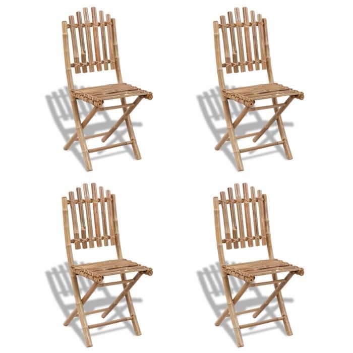 vidaXL Chaises pliables de jardin lot de 4 43x54x88 cm bambou chaise pliable meuble d'extérieur chaise à manger meuble 3278517 - vue 2