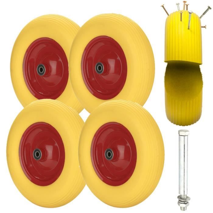 Roue De Brouette Relaxdays 4.80/4.00-8 - Pneu PU Plein, Jante Acier - Increvable, Capacité 120 Kg - Rouge
