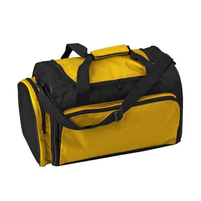 Sac de sport double en toile nylon 70 x 41 x 42 cm de couleur Noir JAUNE