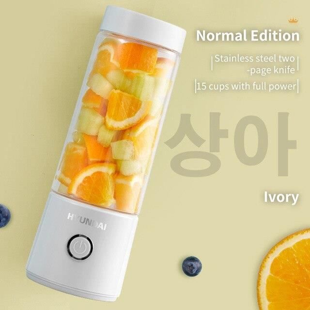 Presse-agrumes électrique 6 lames 400 ml | Presse-agrumes portable de voyage avec chargement USB, pour fruits, légumes, smoothies, lait Bleu