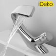 iDeko® Robinet de lavabo mitigeur salle de bain Mono cascade Nouveau collection en laiton chrom cartouche céramique-1