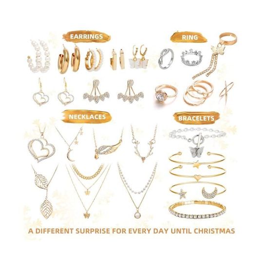 Calendrier de l'Avent bijoux 2024 Calendrier de Noël femmes filles, 24 surprises bracelet collier boucles d'oreilles, ensemble de bijoux pour femmes, cadeaux de Noël pour femmes filles ados enfants Calendrier de l'Avent bijoux 2024 Calendrier de Noël femmes filles, 24 surprises bracelet collier boucles d'oreilles, ensemble de bijoux pour femmes, cadeaux de Noël pour femmes filles ados enfants