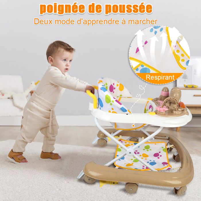 SUPFINE Trotteur bébé garçon fille mois,chariot de marche bebe evolutif  en 1, apprendre a marcher trotteur pousseur