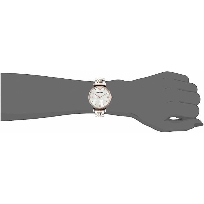 Montre Emporio Armani Femme AR1683 Quartz Analogique Cadran Blanc Bracelet Acier Argent Achat vente montre Femme Beige Acier Cdiscount