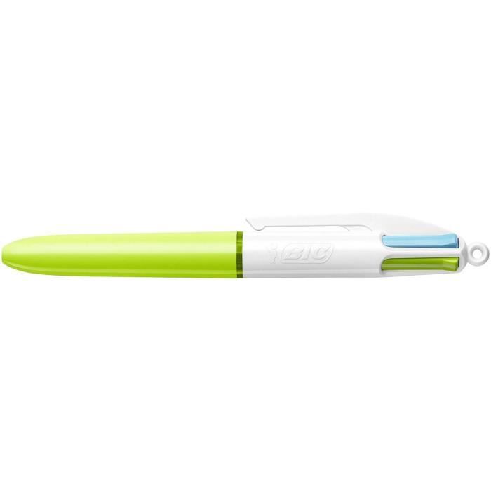 BIC Stylo à bille rétractable 4 couleurs Grip Fashion pointe moyenne (1,0 mm) - Boîte de 10