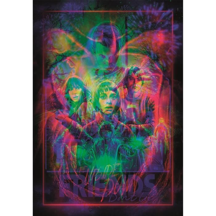 CLEMENTONI Stranger Things - Puzzle Cadre Lumineux 520 Pièces - LED 3 Images Nocturnes - The Morphing Collection - Dès 14 Ans