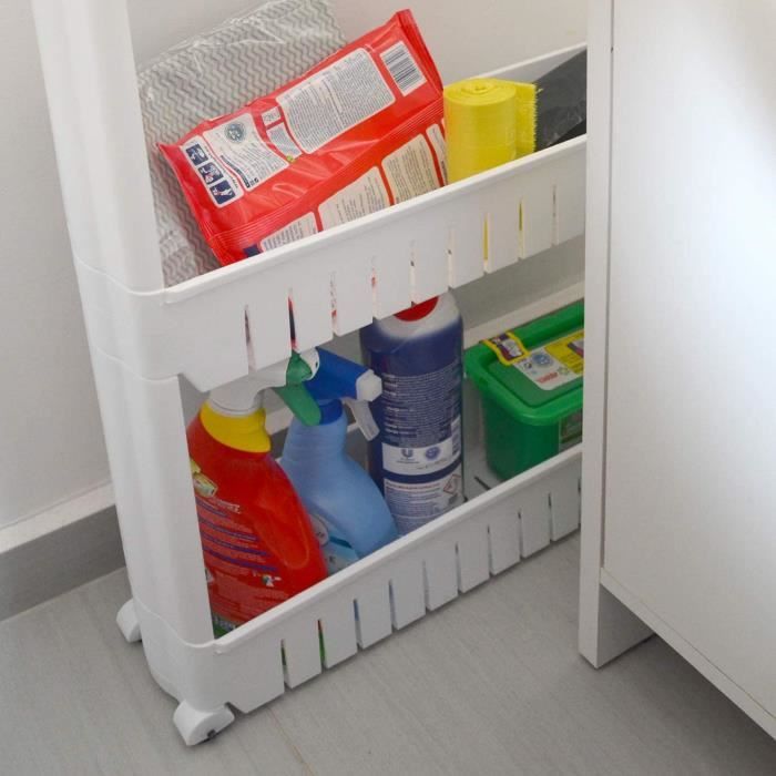 VASAGLE Chariot De Rangement Fin à 4 Niveaux, Étagère De Cuisine Avec Roulettes, Avec Poignée, Petit Espace, 15 X 43,2 X 86,5 Cm, Salle De Bain, Buanderie, Noir Boisé Et Marron Rustique