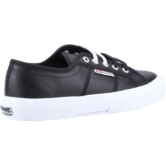 Chaussures Homme SUPERGA 2750 Efglu Cuir Noir Lacets Noir