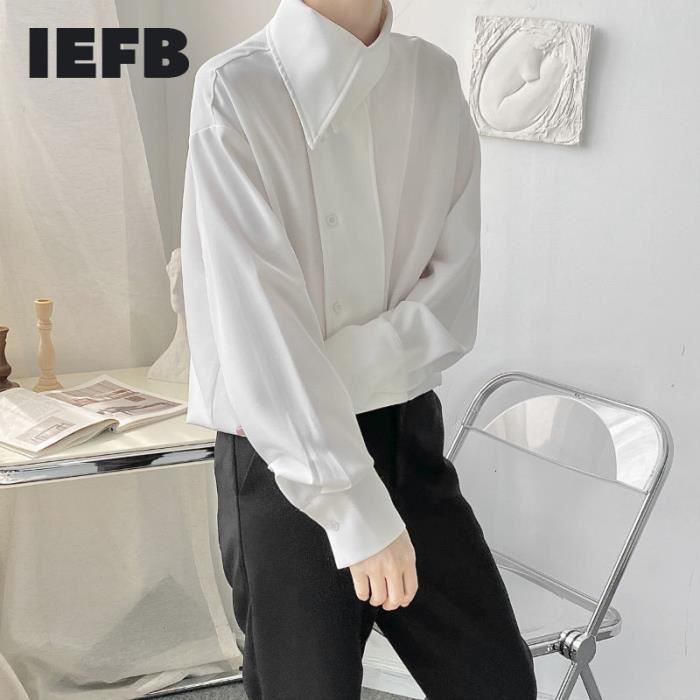Chemise chemise ample asymetrique a manches longues pour homme haut Cool grande taille noir blanc couleur unie White B6849 Blanc Cdiscount Pret a Porter