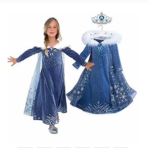 Robe de carnaval Elsa pour filles tenue de fete d anniversaire Costume de princesse paillettes reine des neiges Cosplay
