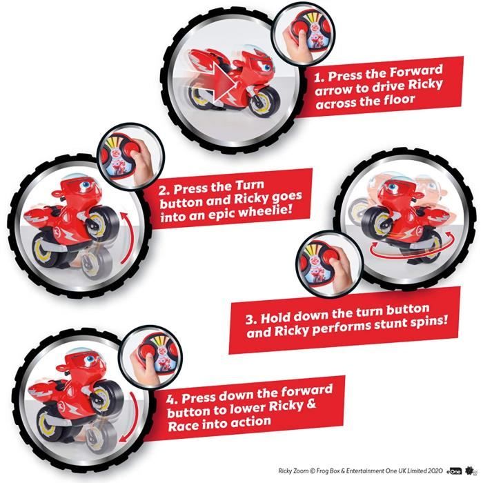 Moto Ricky Zoom télécommandée Tomy : King Jouet, Quads & motos